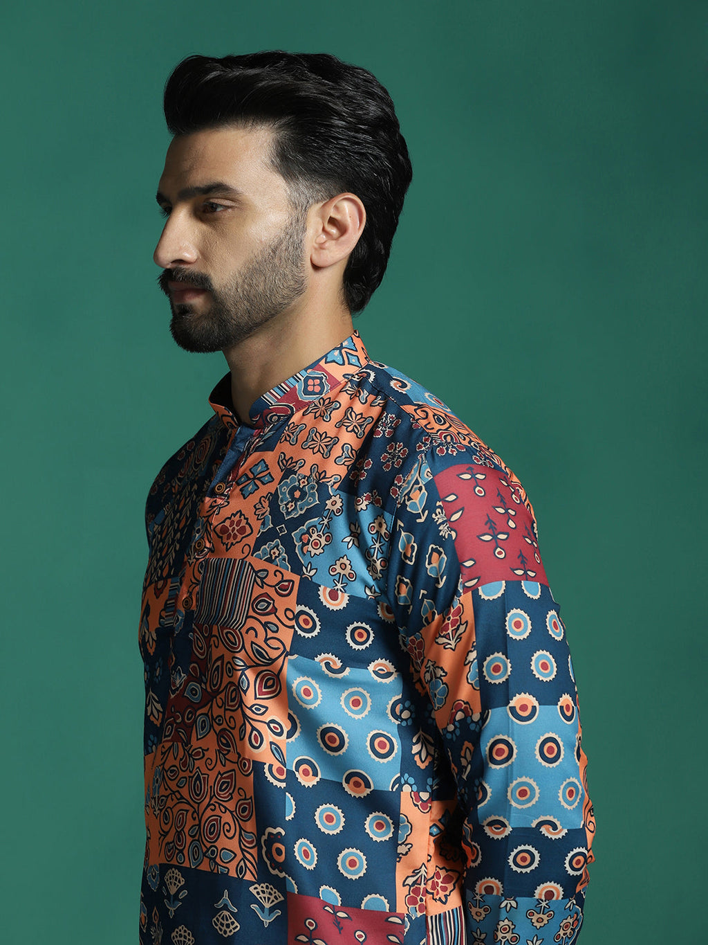 Zavaya Multicolor Floral Rayon Short Kurta for Men | Grocsy