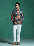 Zavaya Multicolor Floral Rayon Short Kurta for Men | Grocsy