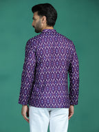Zavaya Purple Zigzag Rayon Short Kurta for Men | Grocsy