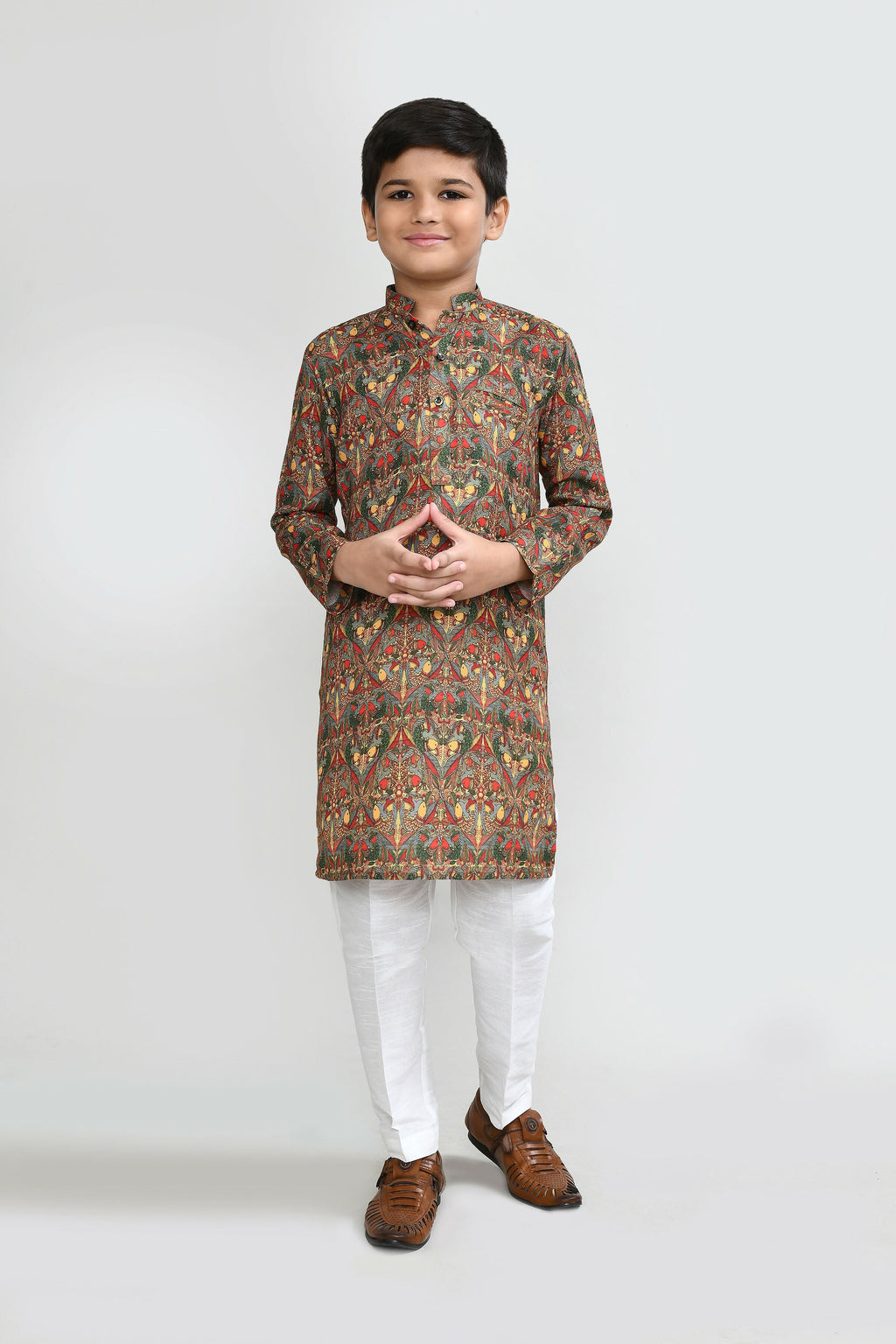 Joban Fashion Cotton Multicolor Kurta With Straight Fit Pant | Grocsy