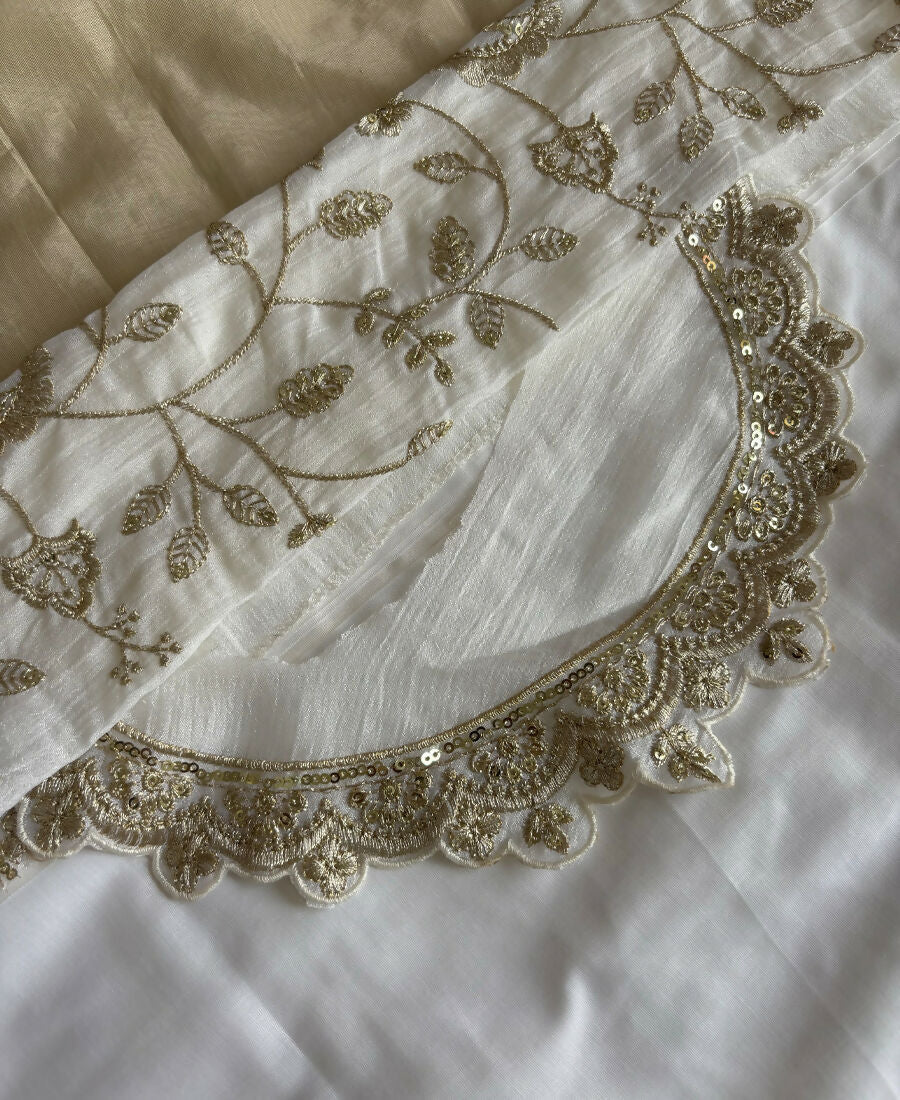 KC White Vichitra Silk Palazzo Suit For Women Festival Wear | Grocsy