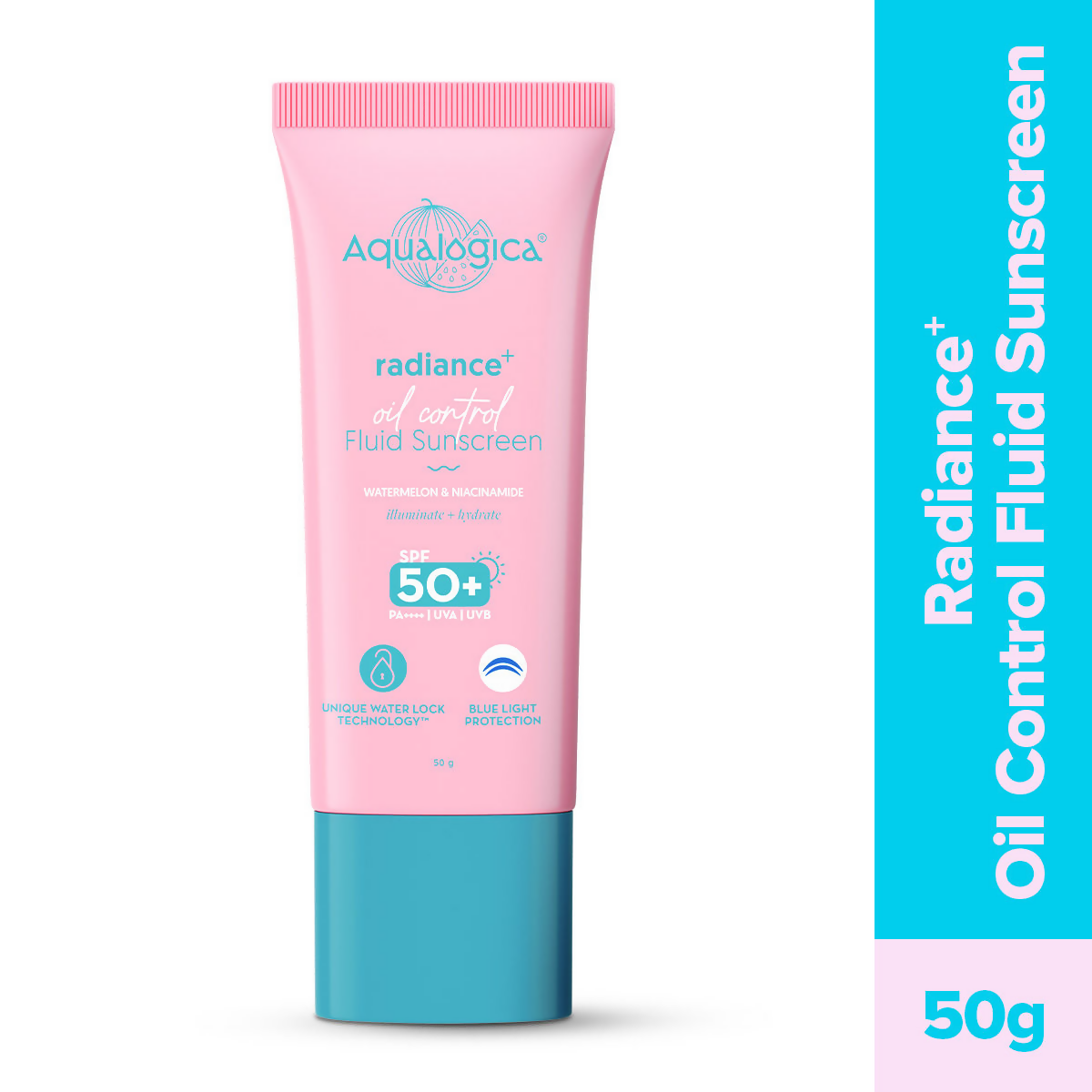 Aqualogica Radiance+ Oil Control Fluid Sunscreen SPF50+ PA++++ | Grocsy