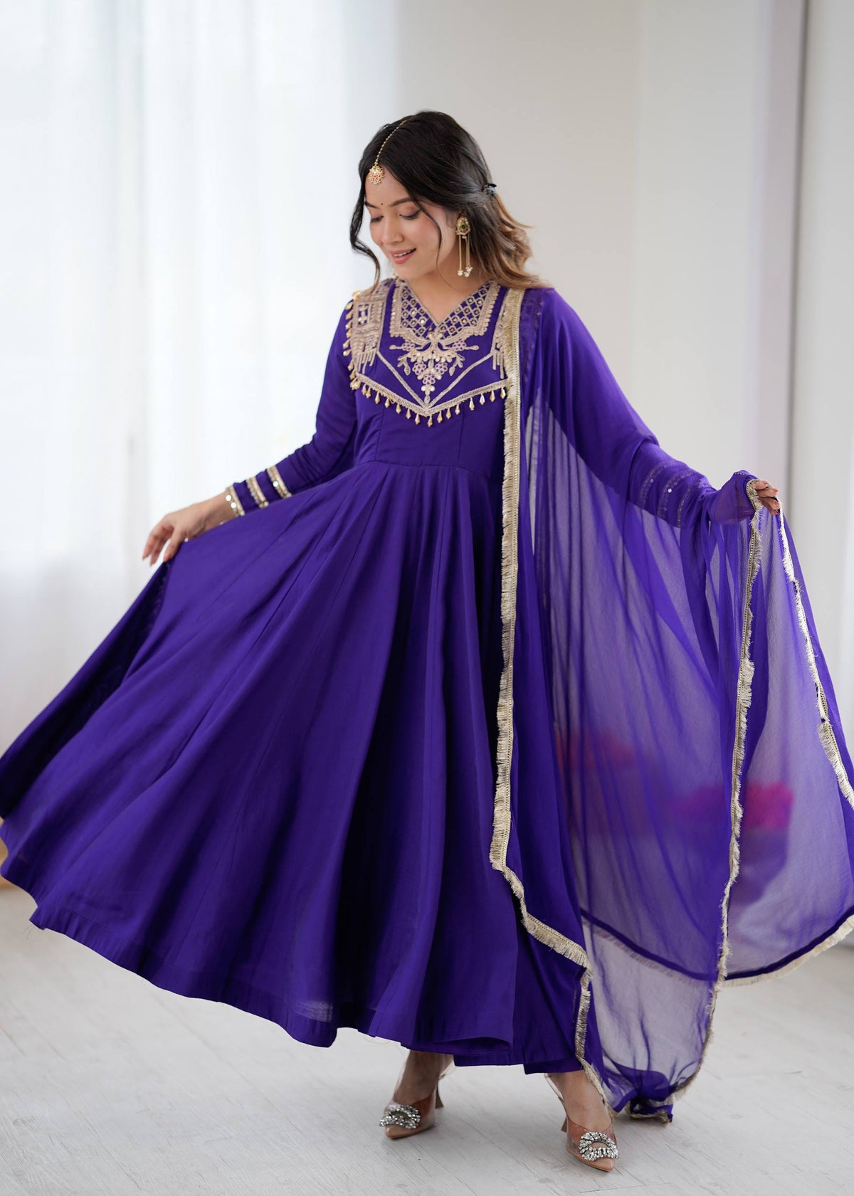 Prazu Fashion Blue Roman Silk Coding Work Anarkali Suit | Grocsy