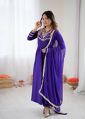 Prazu Fashion Blue Roman Silk Coding Work Anarkali Suit | Grocsy