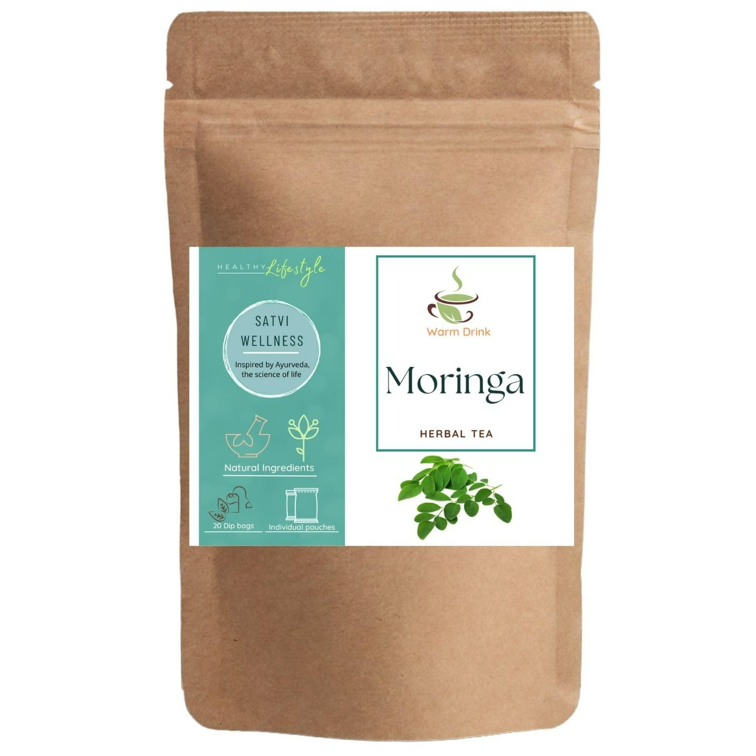 Satvi Wellness Moringa Tea Bags | Herbal Tea | Grocsy