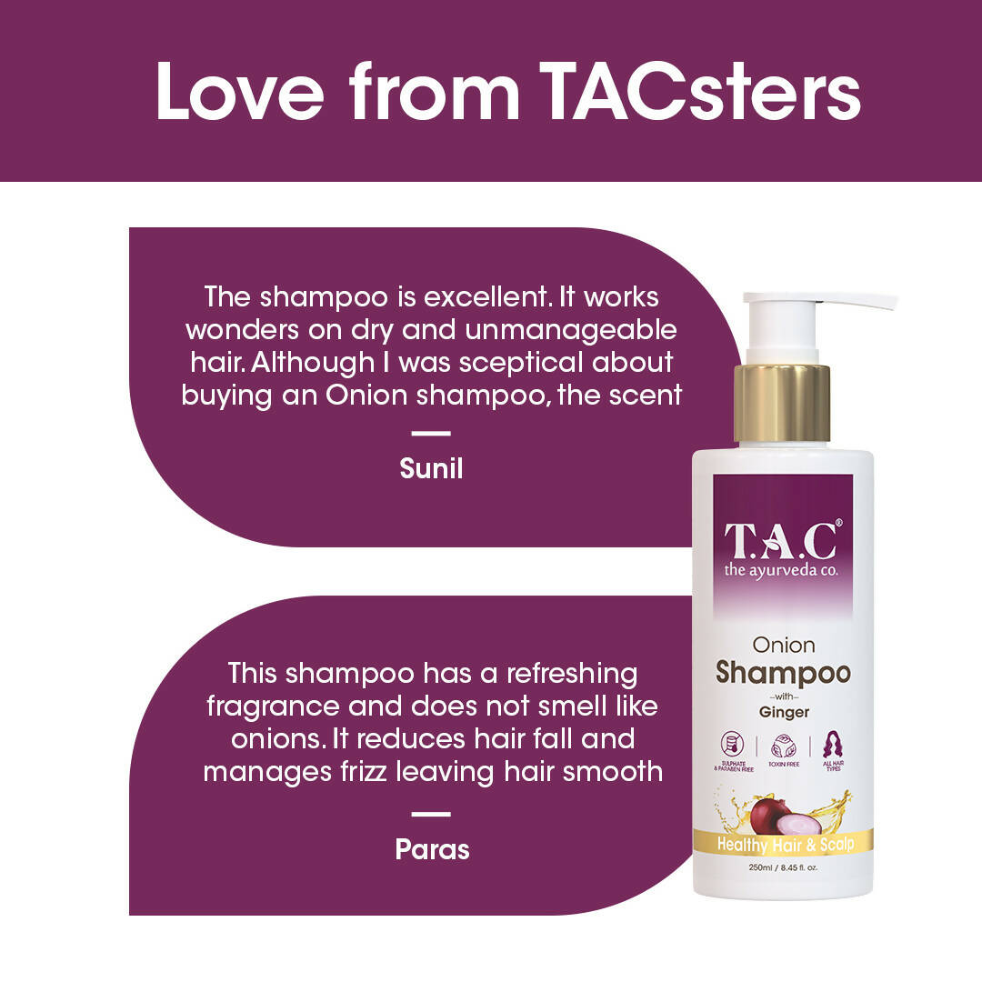 TAC - The Ayurveda Co. Onion Hair Shampoo for Hair Regrowth & Frizz Free Hair | Grocsy