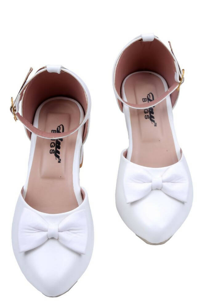 Tiny Bugs Girls Bow Embellished Ballerinas - White | Grocsy