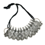 Mominos Fashion Johar Kamal Oxidised Silver-Plated Brass Finish Temple Jewellery with Earrings For Women