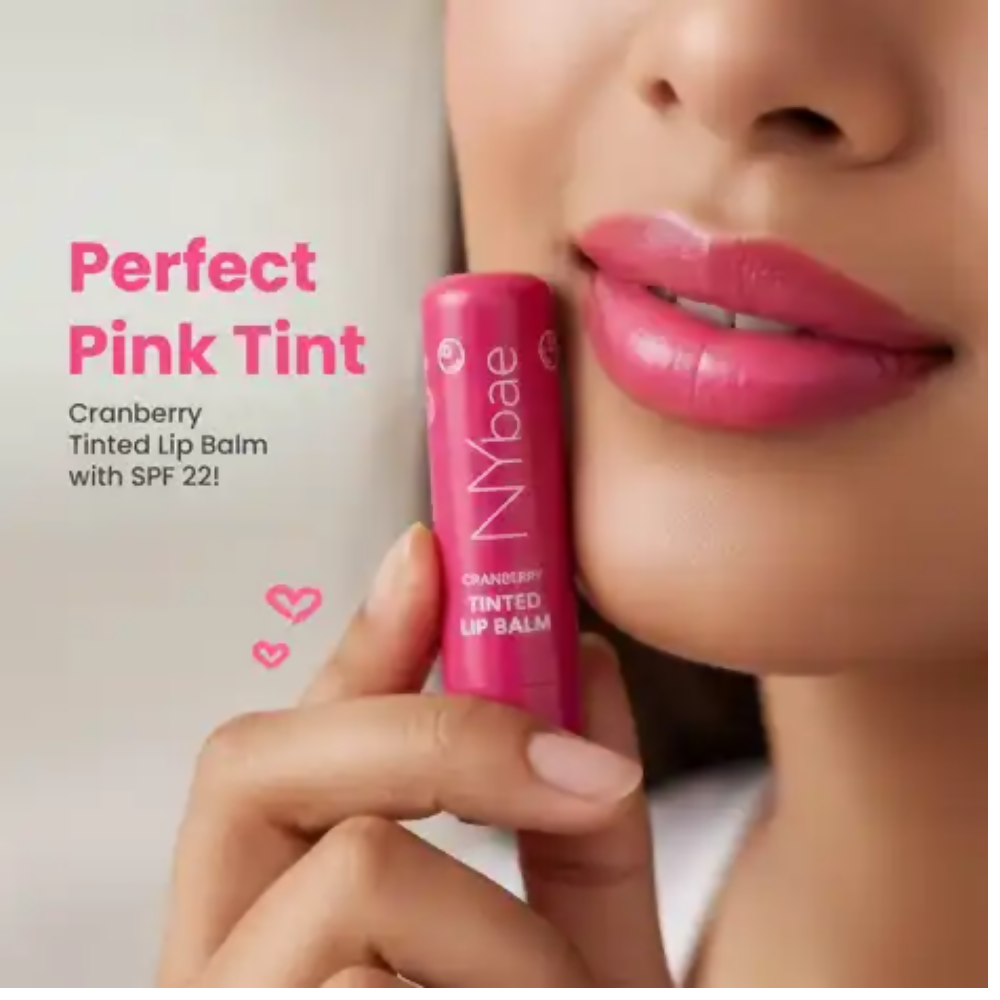 NY Bae Cranberry Tinted Lip Balm with SPF 22 Rich Berry Pink Tint | Grocsy