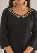 Festive Ethnic Viscose Rayon Black Stitched Suit With Dupatta - Rashmika | Grocsy