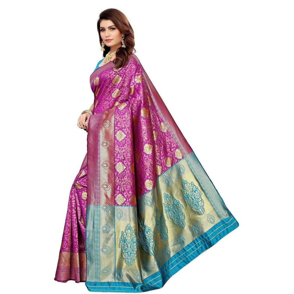 Vamika Banarasi Jaquard Purple Weaving Saree (BANARASI 07) | Grocsy