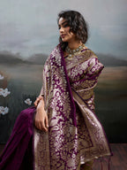 Shree Shyam Fashion Wine Silk Blend Saree | Grocsy