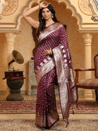 Shree Shyam Fashion Banarasi Silk Purple Saree | Grocsy