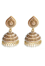 Mominos Fashion Johar Kamal Leaf Design Jhumka With Stone & Pearl | Grocsy