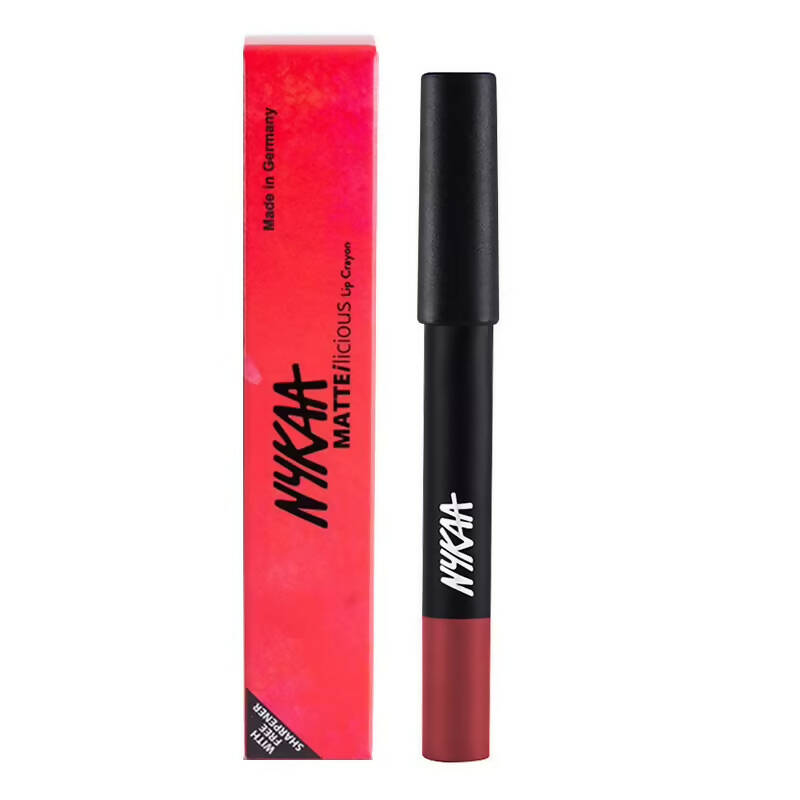 Nykaa Matte-Illicious Lip Crayon Lipstick - Kiss N Tell 06 | Grocsy