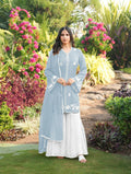 Nikhaar Light Blue Embroidered Modal Silk Stitched Straight Cut Kurta Kalidar Palazzo Dupatta Readymade Suit | Grocsy