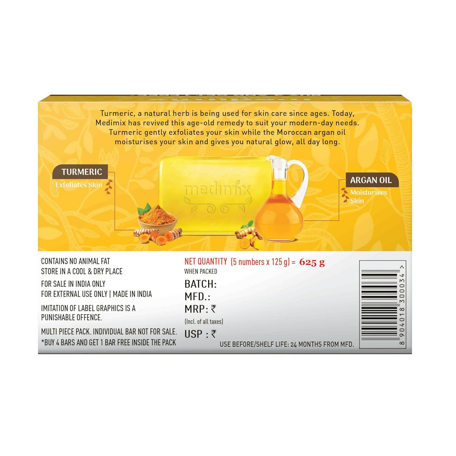 Medimix Ayurvedic Tumeric & Argan Oil Bathing Bar | Grocsy