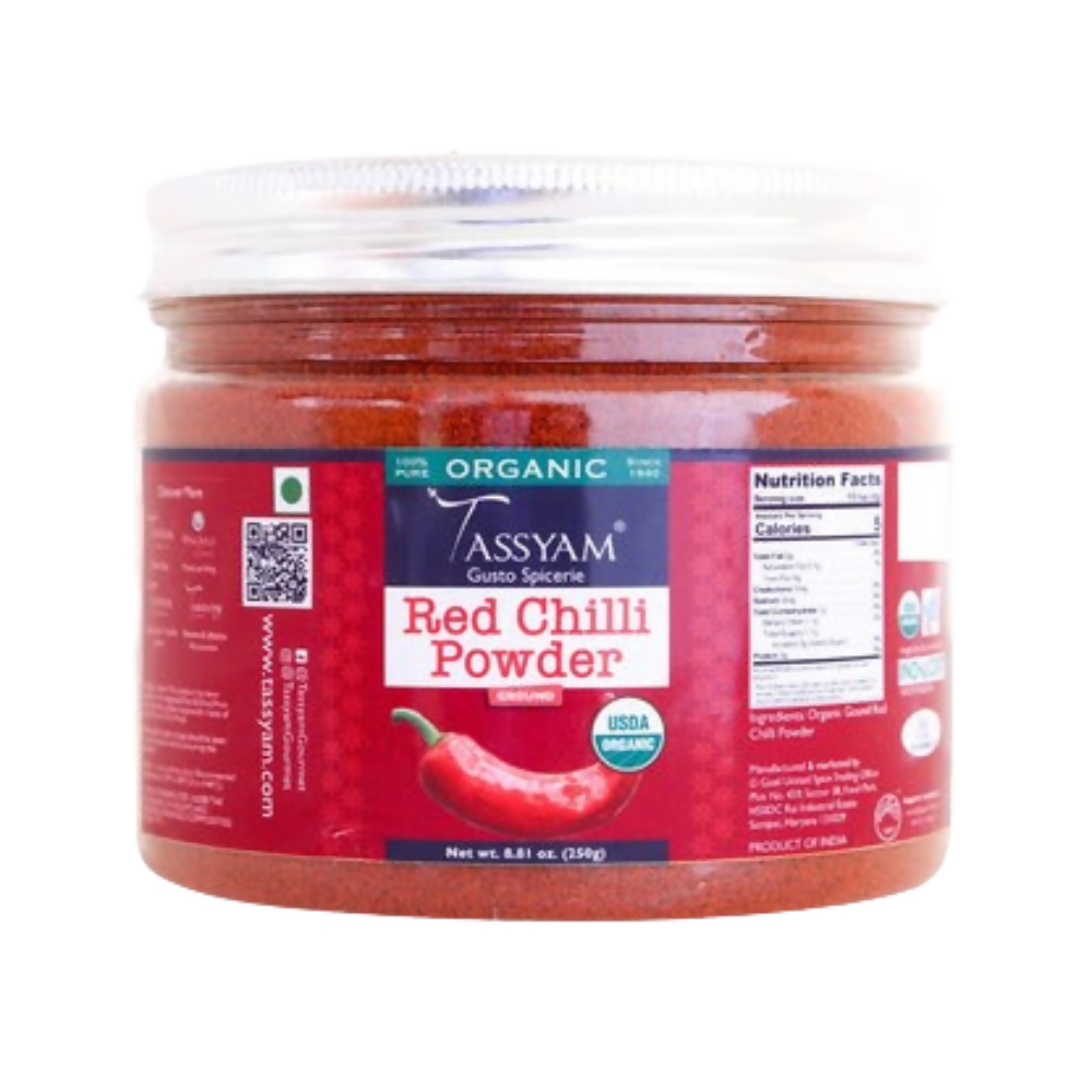 Tassyam Organics Certified 100% Organic Red Chilli Powder | Grocsy