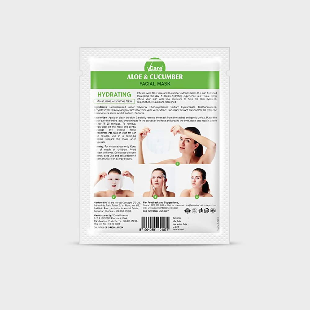 VCare Aloe and Cucumber Facial Mask | Grocsy
