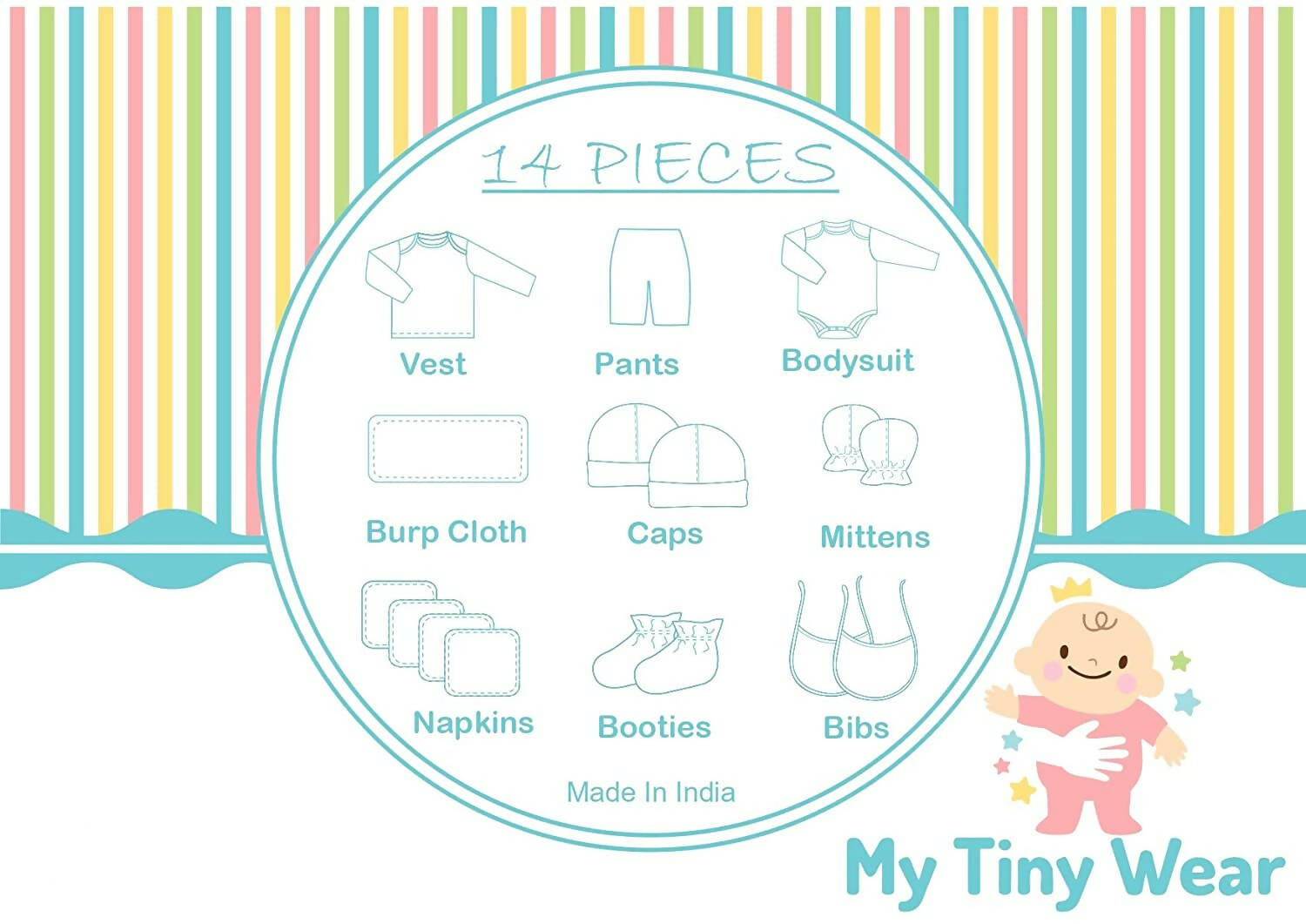 My Tiny Wear Full Sleeves New Born Baby Gift Set - Green | Grocsy
