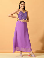 Myshka Women's Lavender Empire Party Dress | Grocsy