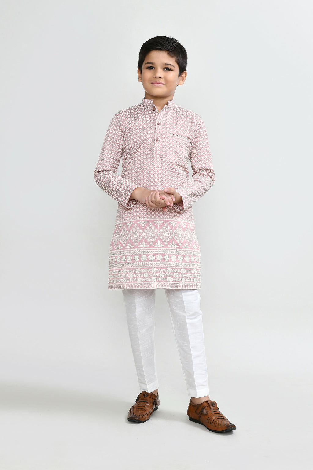 Joban Fashion Art Silk Onion Pink Kurta With Straight Fit Pant | Grocsy