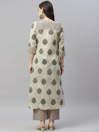 Miravan Women's Pure Cotton Printed A-Line Kurta And Palazzo | Grocsy