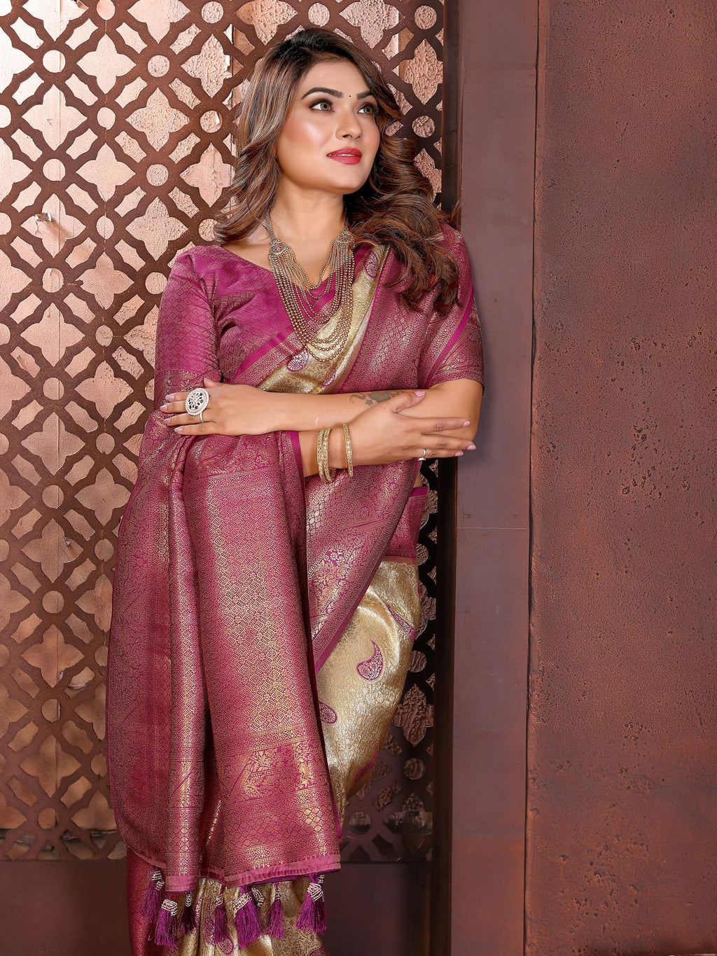 Aastha Fashion Mustard Tissue Silk Weaving Saree | Grocsy