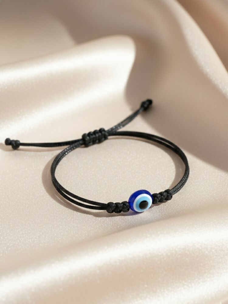 NVR Black Evil Eye Adjustable Bracelet for Men & Women | Grocsy