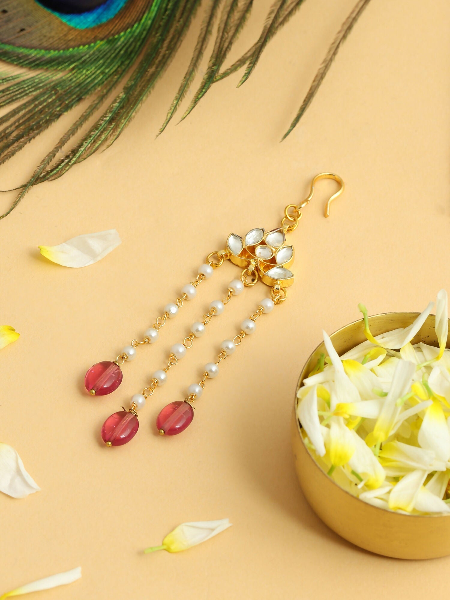 Ruby Raang Floral Pearl Hair Jewelry | Grocsy