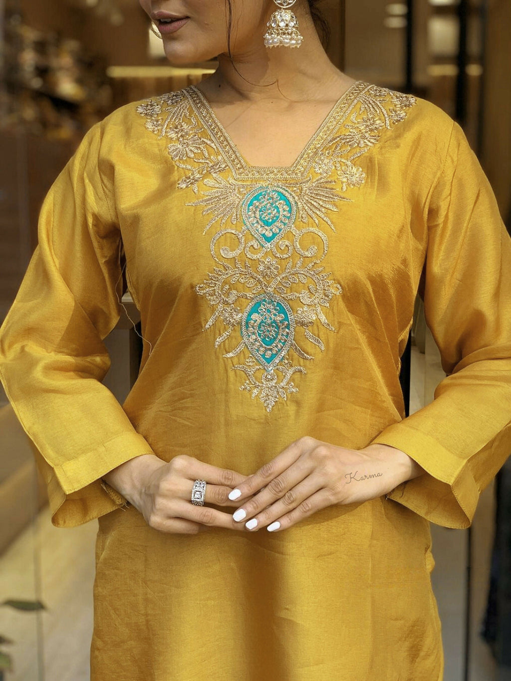 Partywear Designer Cotton Maroon Stitched Suit With Dupatta - Tanisha | Grocsy