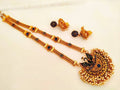Blue Kemp Peacock Long Necklace Set | Grocsy