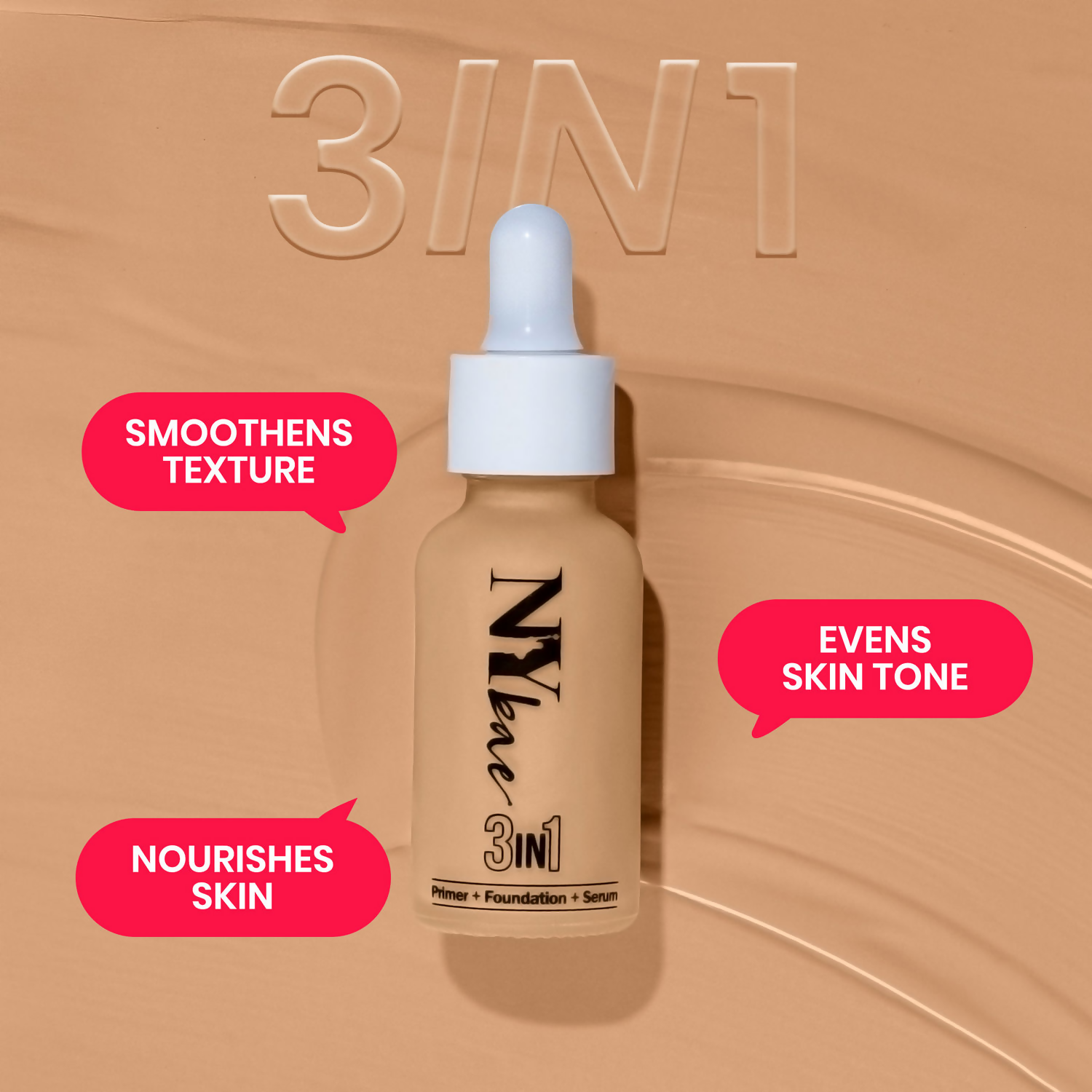 NY Bae 3 in 1 Serum Foundation with Primer Warm Milk 09 | Grocsy