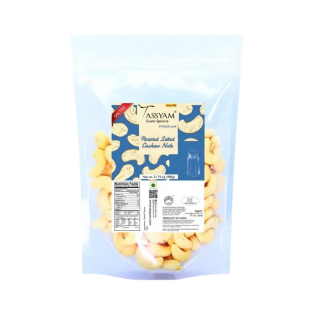 Tassyam Organics Roasted Salted Cashews Namkeen Kaju - Pouch | Grocsy