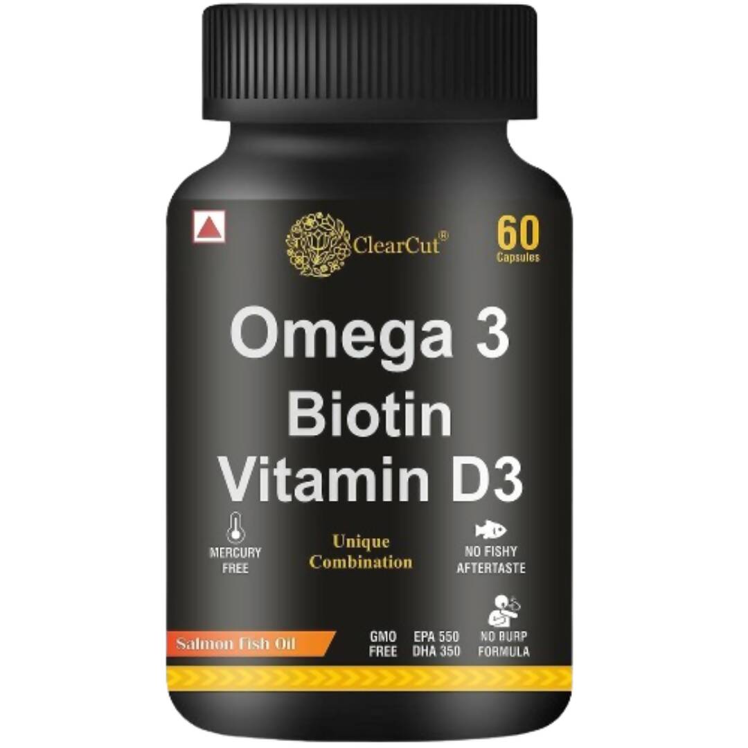 ClearCut Omega 3 Biotin Vitamin D3 Capsules | Grocsy