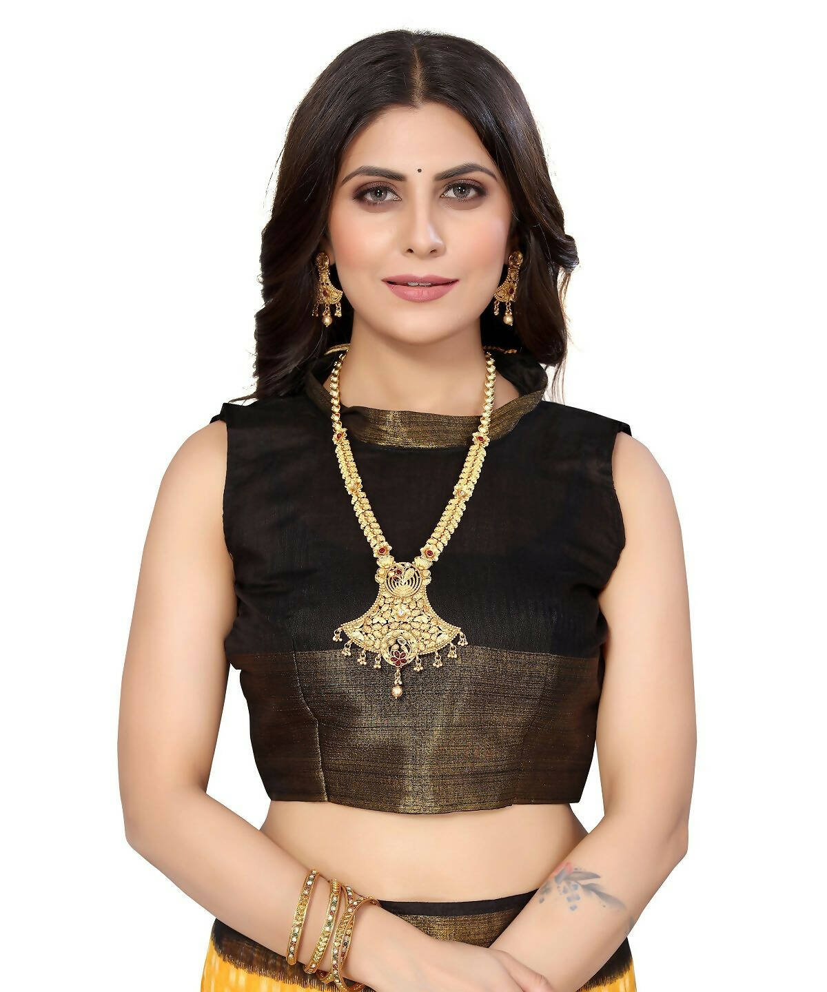 Vamika Cotton Yellow Jari Border Bollywood Style Saree (DINO YELLOW) | Grocsy