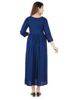 Vamika Blue Rayon Embroidery Party/Casual Wear Kurti | Grocsy