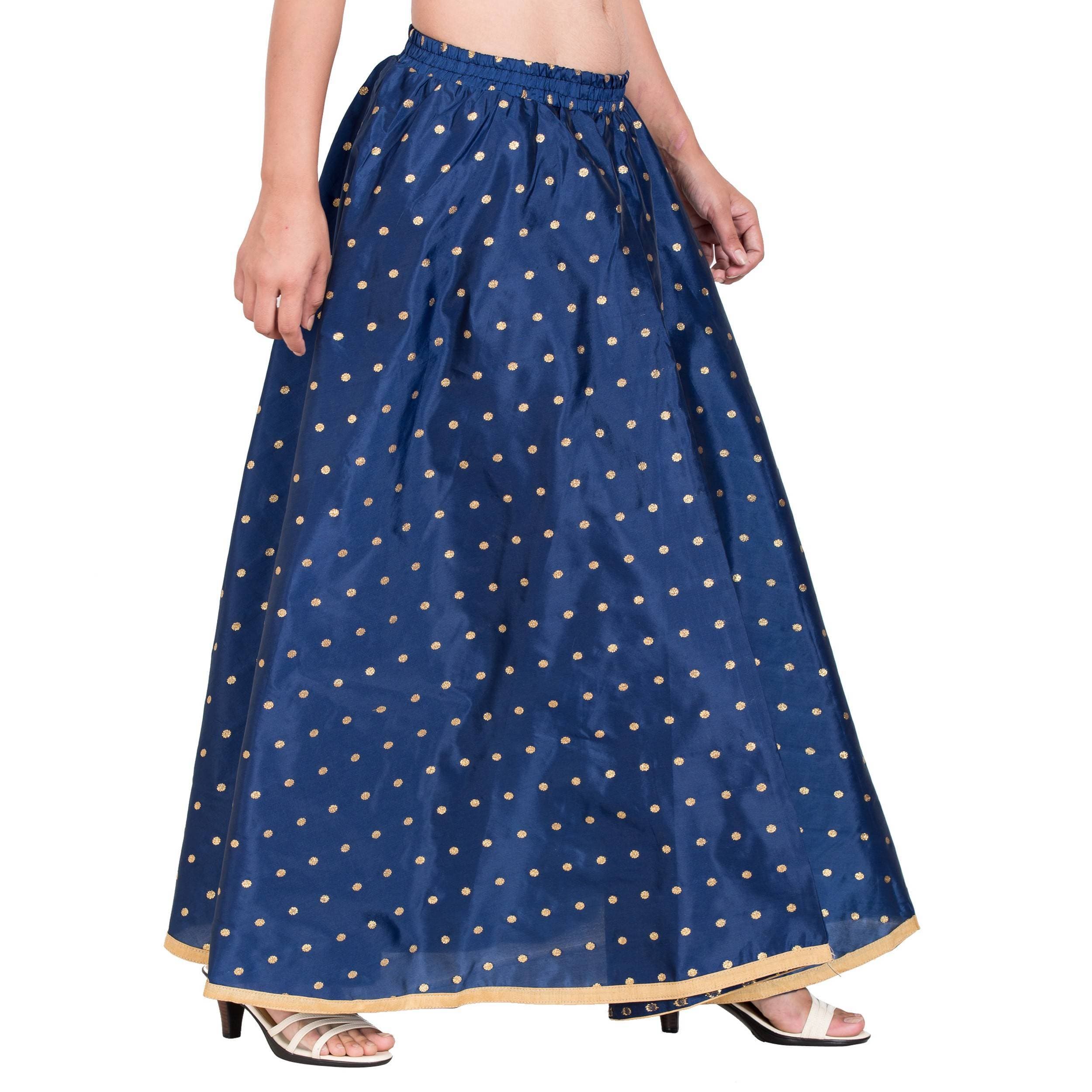Indian Clothing Asmaani Navy Blue Color Golden Zari Work Maxi Skirt | Grocsy