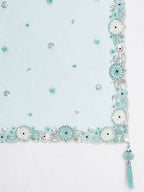 House of Panchhi Turquoise Blue Organza Sequins, Zarkan And Thread Embroidery Lehenga Choli & Dupatta | Grocsy