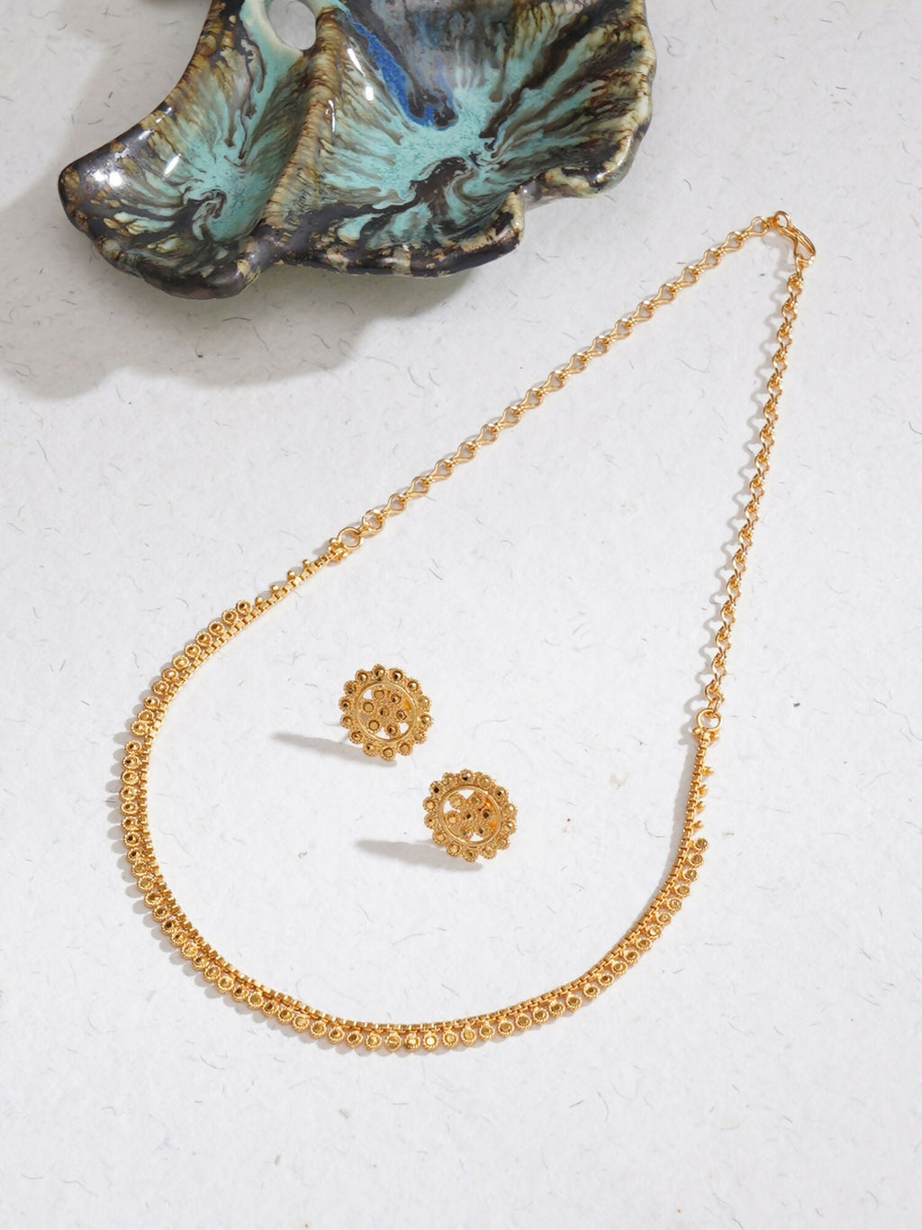 Gold plating jewellery set (Gold) - Ruby Raang | Grocsy