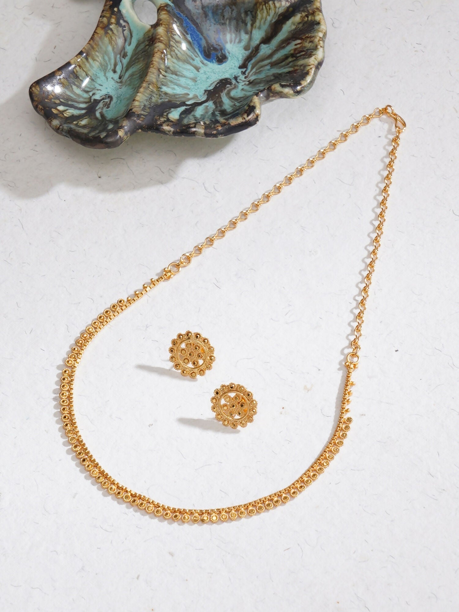 Gold plating jewellery set (Gold) - Ruby Raang | Grocsy