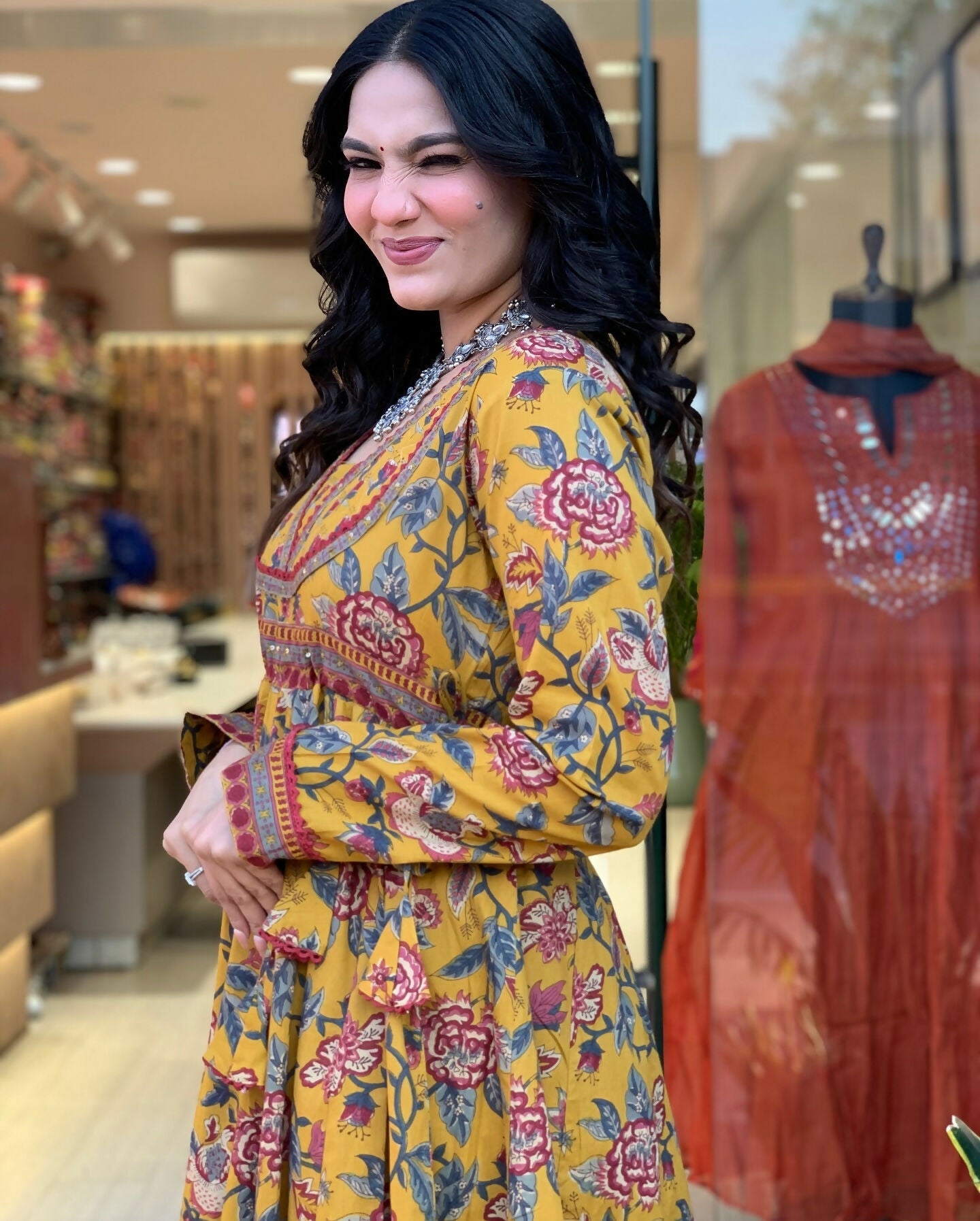 The52 Women's Beautiful Cotton Fabric Printed Work Flared Kurta Palazzo and Dupatta Set | Grocsy