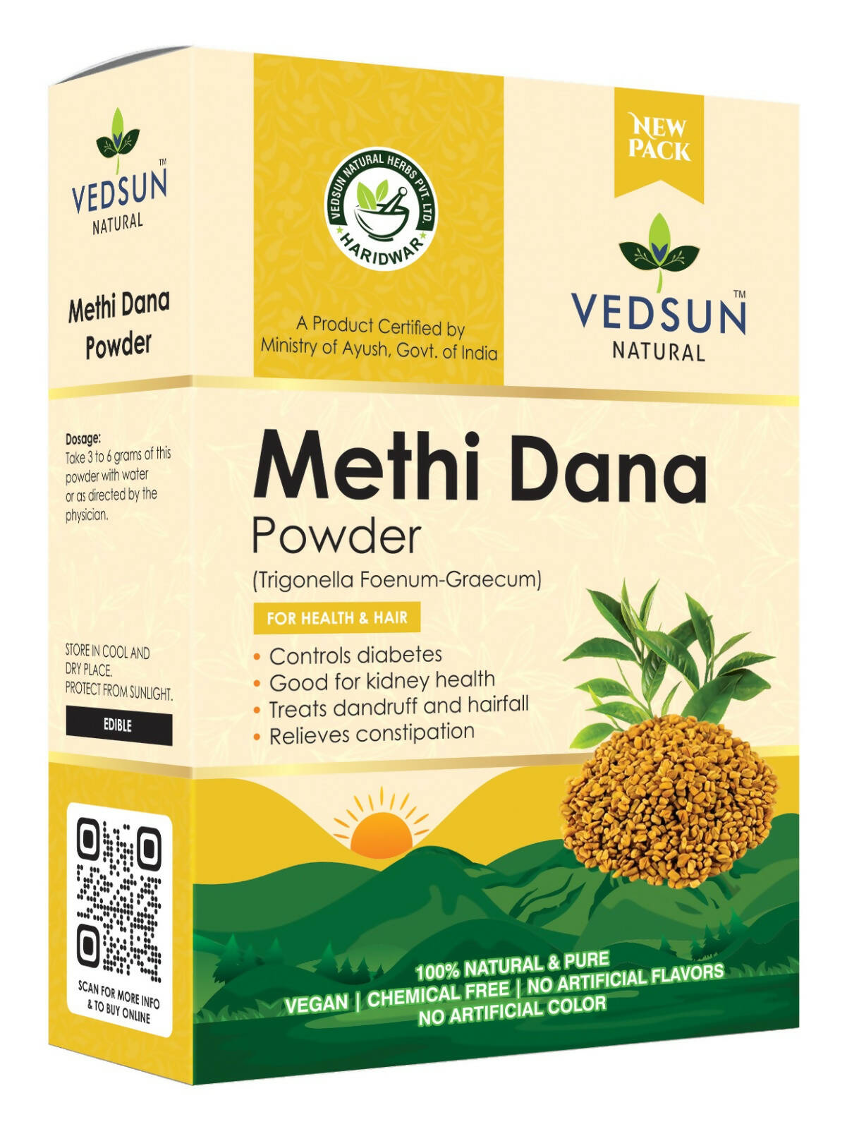 Vedsun Naturals Methi Dana Powder pure and organic for Hair Growth | Grocsy