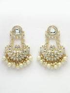 NVR Women Gold-Polished Kundan Chandbali Earrings | Grocsy