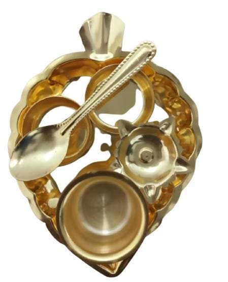 Puja N Pujari Gold Coloured Pan Pooja Thali Set | Grocsy
