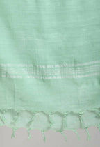 Mominos Fashion Moeza Women's Linen Cotton Silver Border Pista Green Dupatta | Grocsy