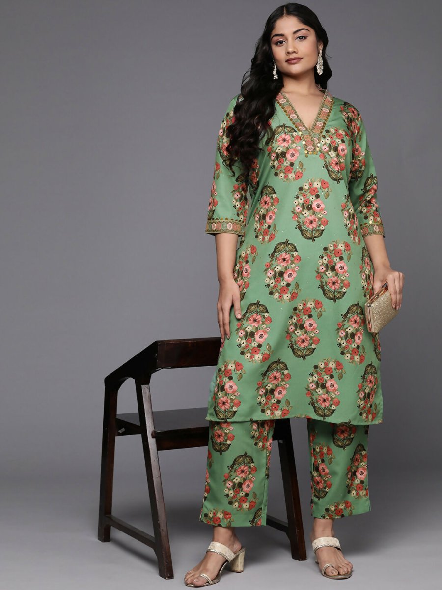 Ahalyaa Women's Traditional wear Kurta Set - Green | Grocsy