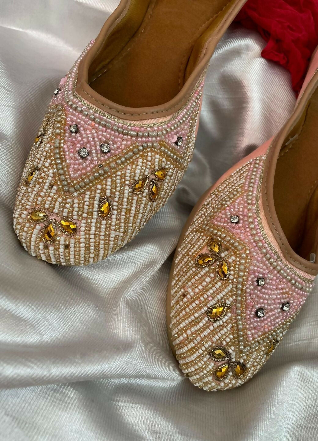 Desi Colour Women Indian Ethnic Footwear-Pink Pearl | Grocsy