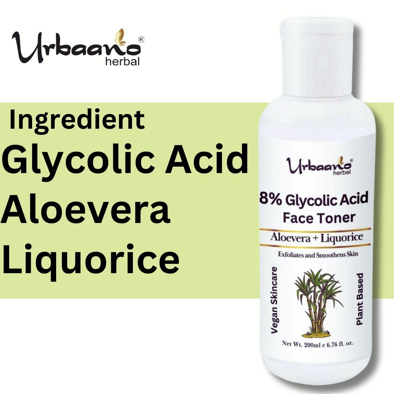 Urbaano Herbal 8% Glycolic Acid Toner For Glowing Skin | Grocsy