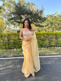 Vamsee Yellow Organza Saree | Grocsy